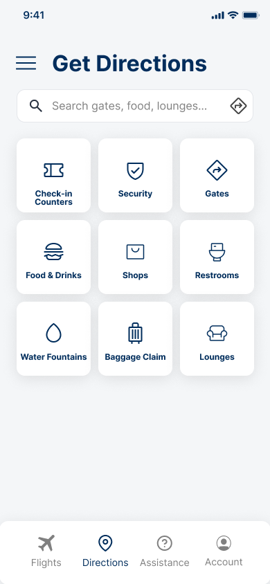Airwise Get Directions Screen